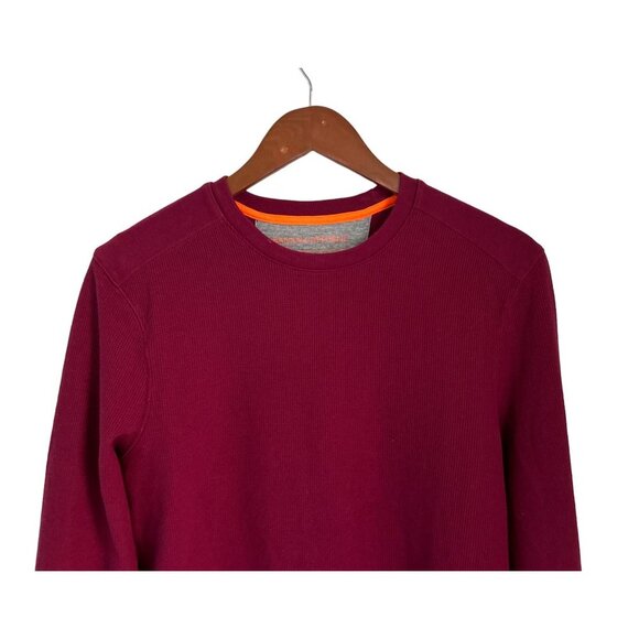 BANANA REPUBLIC Cotton Waffled Tee Sweatshirt Crewneck in Burgundy Size Med - Picture 3 of 9